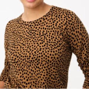 J. Crew Leopard Teddie Sweater - Brown and Black leopard size M cotton